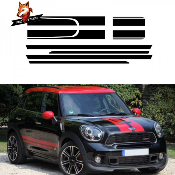 Gloss Auto Side Car Sticker Car Dual Racing Stripes Hood Trunk Decals for Mini Cooper Vinyl Stickers car